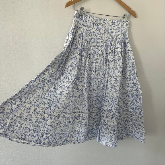 Thierry Colson France Skirt Blue Toile Pleated New Size Small - Picture 5 of 6